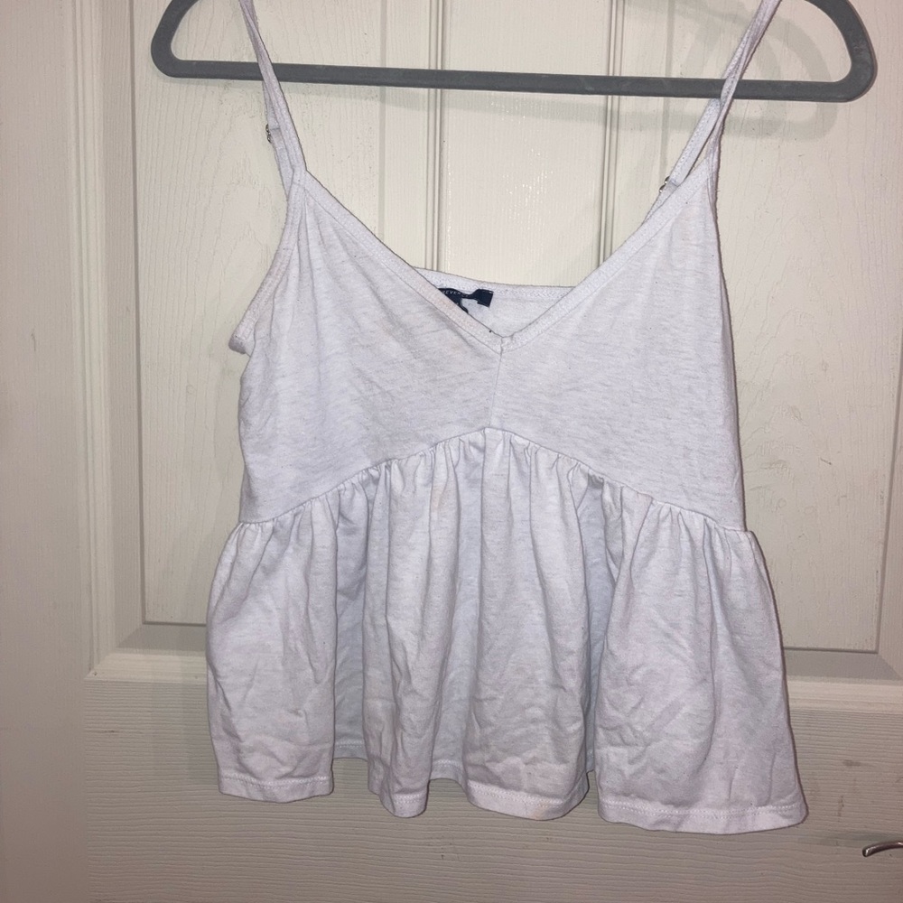 White babydoll flowy crop-style top size medium